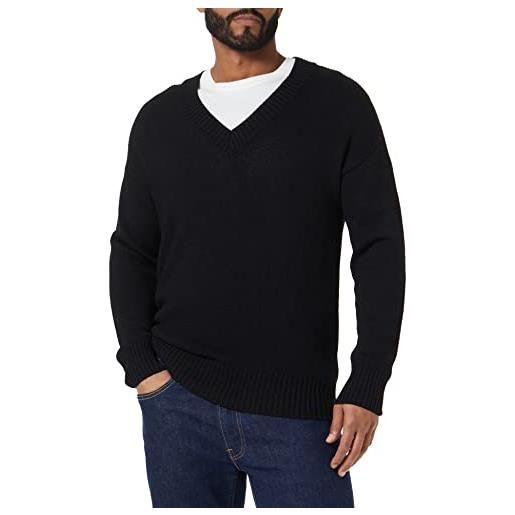 Sisley maglione con scollo a v l/s 105ls4007, nero 700, s uomo