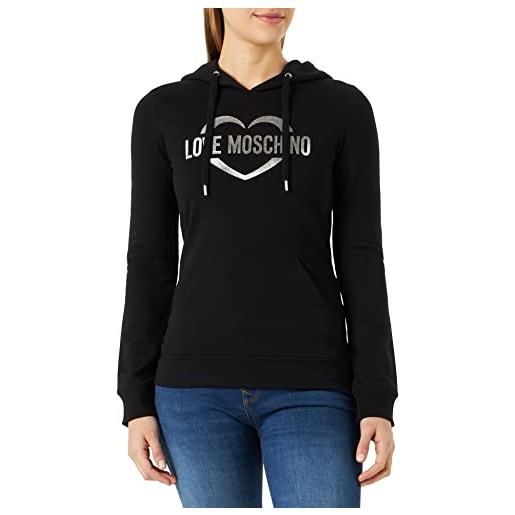 Love Moschino slim fit long-sleeved hoodie maglia di tuta, black, 38 da donna