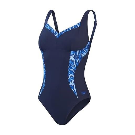 Speedo shaping printed luna. Elustre 1 piece costume da bagno, blu navy/blu, 76 women's