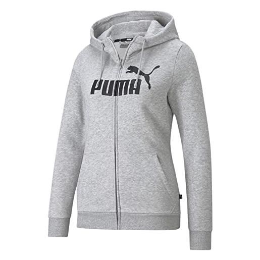 PUMA ess logo full-zip hoodie fl, maglia women's, grigio chiaro, xs