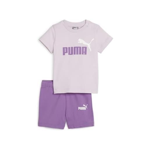 PUMA minicats tee & shorts set, tuta da pista unisex-bambini e ragazzi, nebbia d'uva, 92