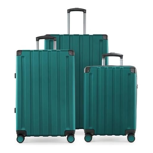 Hauptstadtkoffer q-damm - set di 3 valigie - valigia bagaglio a mano 54 cm, valigia media 68 cm + valigia da viaggio grande 78 cm, guscio rigido abs, tsa, verde acqua