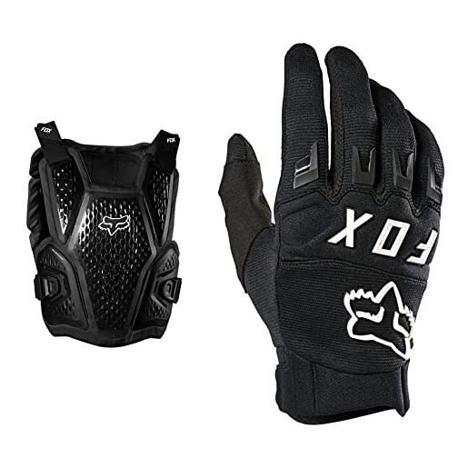 Fox raceframe impact, ce, guards unisex adulto, 001, taglia unica & dirtpaw guanti da motocross e mtb, nero/bianco, l