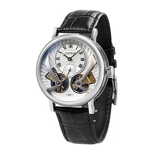 Thomas Earnshaw thomas earnhshaw beaufort anatolia es-8059-01 orologio automatico meccanico da uomo, con quadrante analogico classico di color argento e cinturino in pelle nera