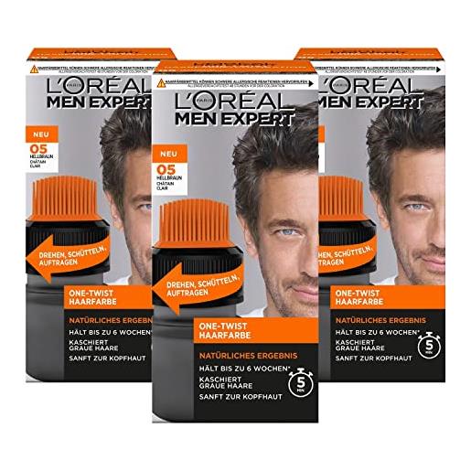 L'oréal paris 3 x men expert one twist colore per capelli marrone chiaro 05 per uomini 0% ammoniaca;Numero di pezzi: 1, 180,0 millilitri, 0,36 kilograms