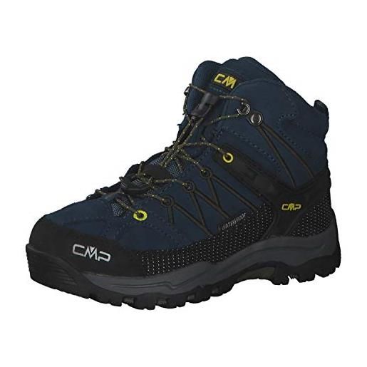 CMP kids rigel mid trekking shoes wp, scarpe da trekking unisex - bambini e ragazzi, antracite-yellow fluo, 34 eu