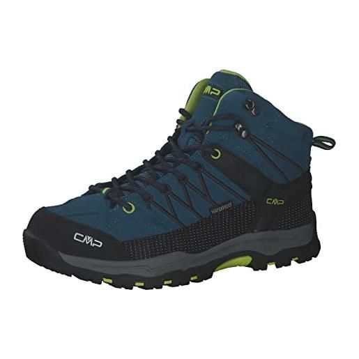 CMP unisex - bambini e ragazzi kids rigel mid trekking shoe wp scarpe da trekking alta, blue gecko, 28 eu