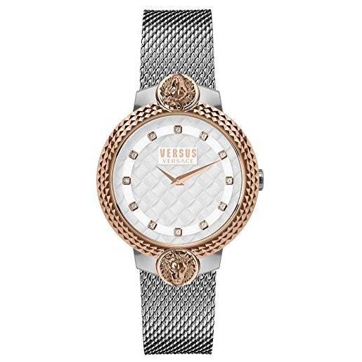 Versace versus Versace mouffetard orologio 35 mm, donna, argento