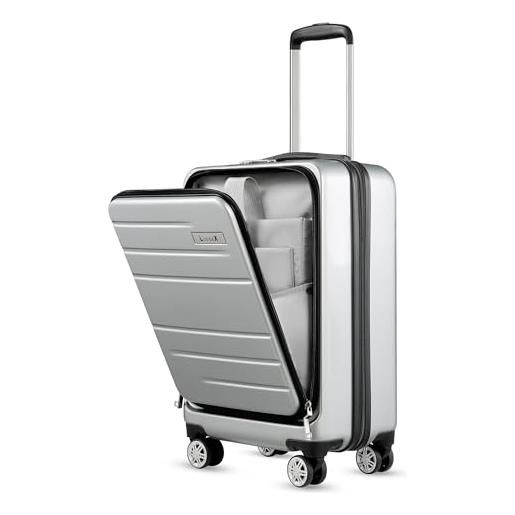 LUGGEX valigia a mano con 4 ruote 55x40x23 - custodia rigida con scomparto per laptop e tsa - accesso veloce, viaggi con stile