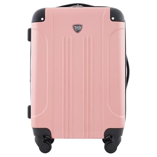 Travelers Club set di bagagli sky+, oro rosato, 20 carry-on, chicago hardside spinner bagaglio espandibile