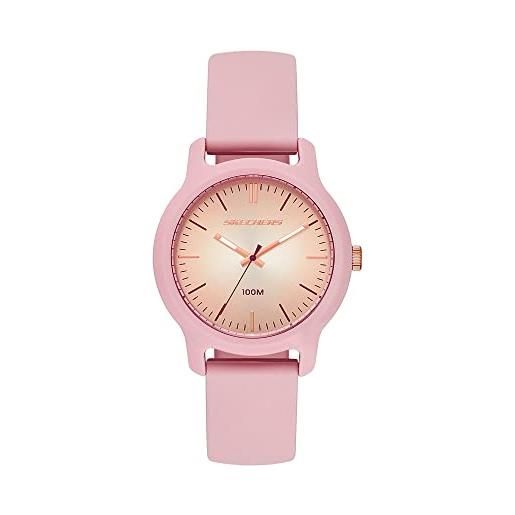 Skechers orologio ostrom da donna, movimento a tre lancette, cassa in policarbonato rosa da 38 mm con cinturino in silicone, sr6266