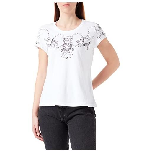 Pinko tematico t-shirt jersey fiamma, z04_bianco brill, l donna