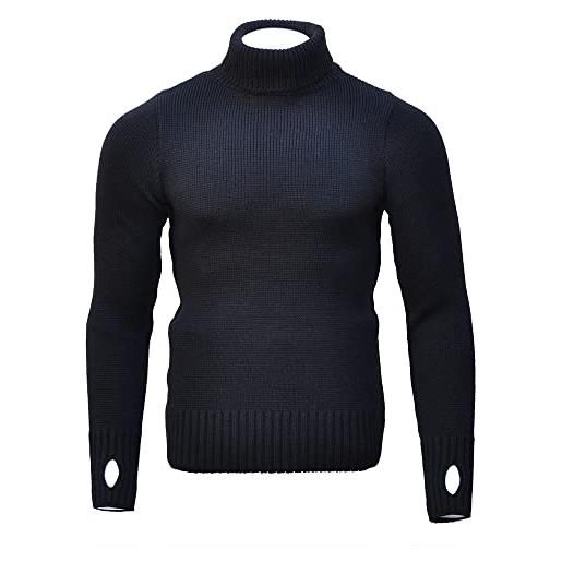 Goldtop - maglione da uomo in lana merino nero 107 cm
