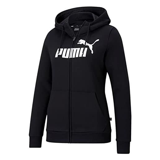 PUMA ess logo full-zip ho maglione donna, donna, maglia, 586806-01, nero puma, xs