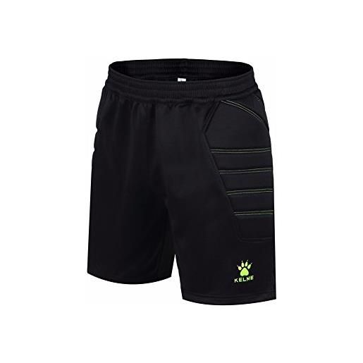 KELME goalkeeper - pantaloncini da portiere corti, da uomo, uomo, k15z408, nero/verde fluo, 3xl