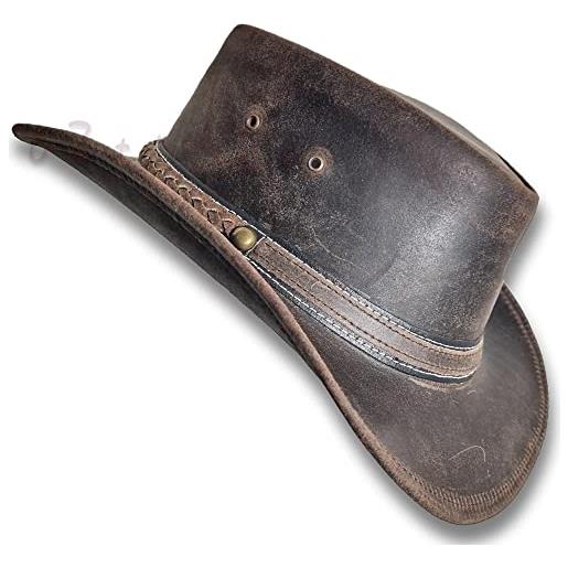 Oztrala cappello australiano oliato outback aussie western cowboy uomini donne bushman hl31, nero, large