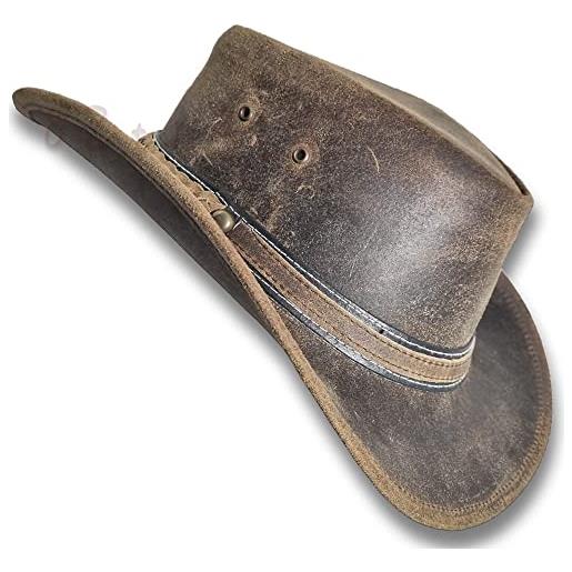 Oztrala cappello australiano oliato outback aussie western cowboy uomini donne bushman hl31, marrone chiaro, large