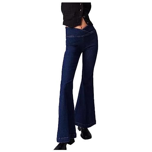 Aststle jeans da donna bootcut flare ad alta elastico in vita elastica pantaloni a gamba larga pantaloni a campana fondo y2k estetica dimagrante pantaloni in denim, blu, l