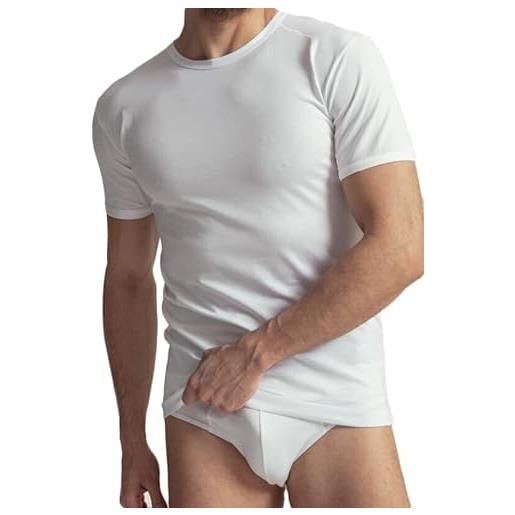 OLTREMARE 4 t-shirt uomo in cotone elasticizzato a manica corta e collo a giro. Colore bianco taglia 4/xl