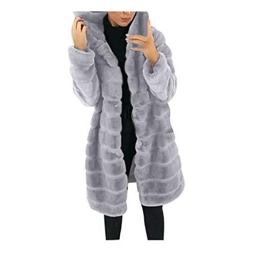 BOTCAM faux fur pelliccia da donna: cappotto di lana finto lungo elegante cardigan giacca in pile con cappuccio caldo cappotto invernale imbottito teddy giacca in pile giacca di peluche per attività