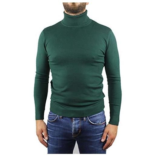 Ciabalù maglione uomo collo alto dolcevita lana slim verde maglioncino casual maglioni pullover (xl)