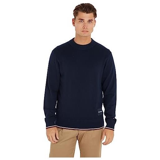 Tommy Hilfiger pullover uomo tipped crew neck pullover in maglia, blu (desert sky), s