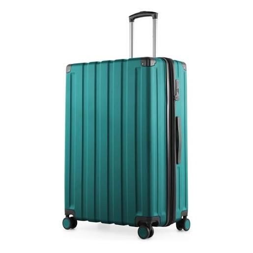 Hauptstadtkoffer q-damm - valigia rigida grande, tsa, 4 ruote, bagaglio da stiva con espansione di volume di 6 cm, 78 cm, 133 litri, verde acqua