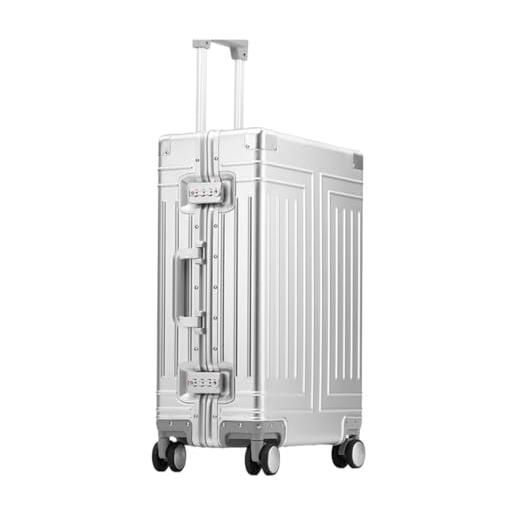 ALLC valigia valigia trolley in lega di alluminio e magnesio valigia universale in metallo valigia portatile tutta in alluminio valigia per viaggi d'affari (color: a, size: 22in)