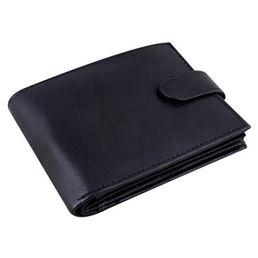 RAS WALLETS portafoglio in vera pelle con 3 tasche per finestra d'identità e tasca per monete 335 (nero), nero, 12 x 9,2 cm, nero, 12cm x 9.2cm