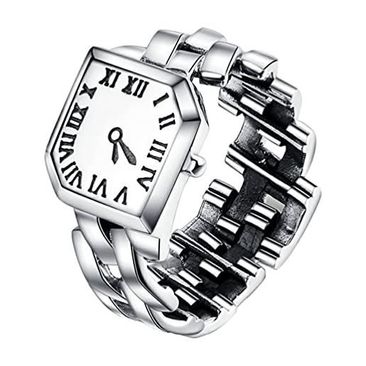 POPETPOP orologio regolabile in argento: elastico rotondo in argento carino anello da dito gioielli per le vacanze regalo di laurea souvenir per uomini e donne