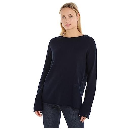 Tommy Hilfiger pullover donna soft wool boat-neck pullover in maglia, blu (desert sky), xl