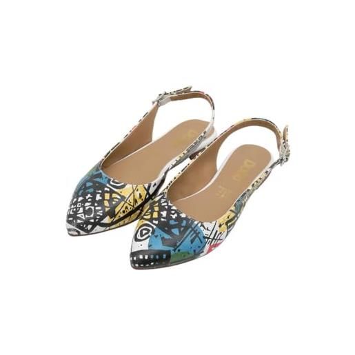 DOGO femme cuir vegan multicolore chaussures plates - chaussures de marche confortables et décontractées faites à la main, eternal swirl motif