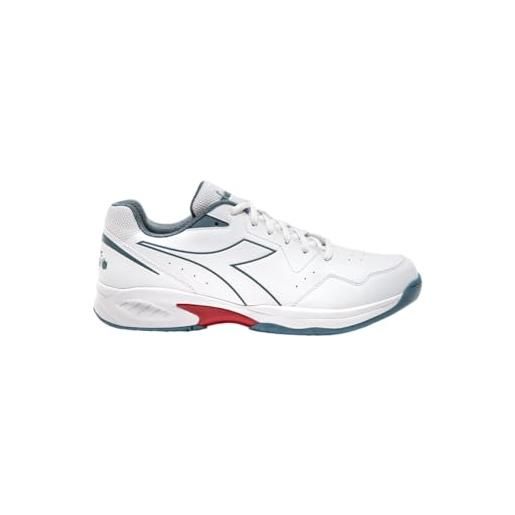 Diadora volee 6, scarpe da tennis uomo, white/oceanview/salsa, 44 eu