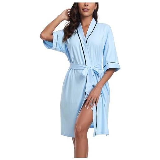 COLORFULLEAF 100% cotone accappatoio donna leggero vestaglia breve sauna kimono morbido donne pigiameria, viola. , l