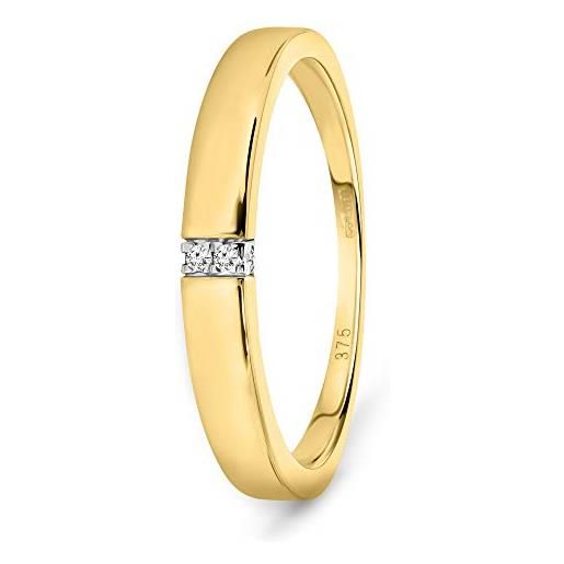 Miore anello di fidanzamento da donna in oro giallo 9 carati oro 375 con 4 diamanti brillante 0,02 ct