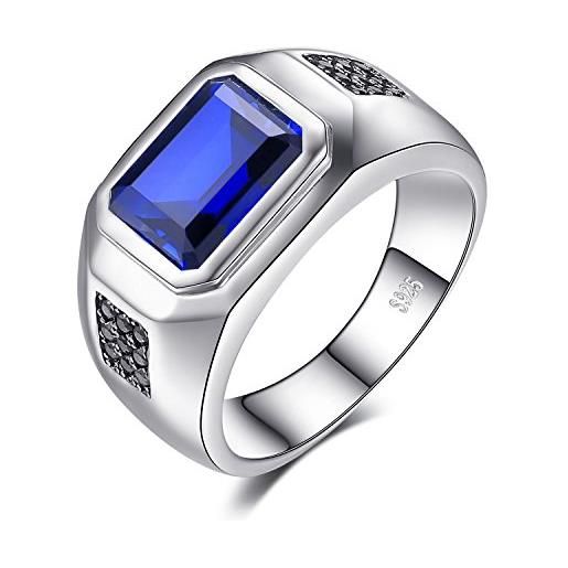 JewelryPalace anelli uomo, 4.3ct sintetico blu zaffiro naturale nero spinello anello uomo argento 925, anniversario promessa matrimonio fidanzamento anello, gioielli uomo