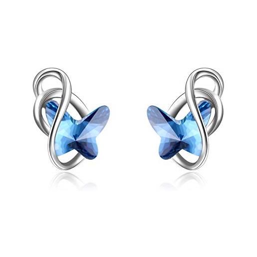 AOBOCO orecchini a farfalla in argento 925 donna orecchini a farfalla per ragazze bambini (blu)