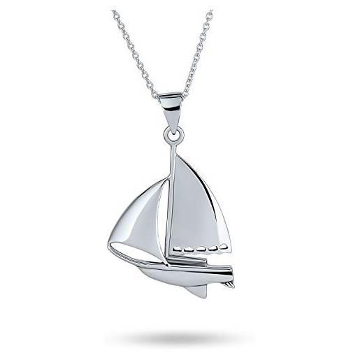 Bling Jewelry bling. 925 argento personalizzato nautica barca a vela mare amante oceano vacanza nave ciondolo barca a vela collana per le donne adolescente personalizzabile