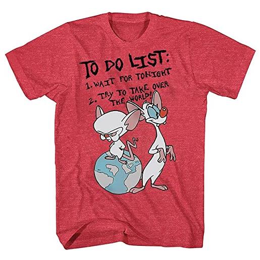 GWQ maglietta pinky and the brain to do list, rosso, m