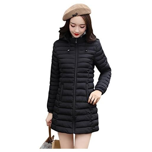 MISSMAO donna giubbino imbottito invernale calda giacca in cappotto nero 4xl