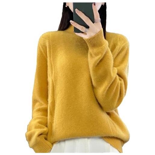 Generic maglione donna autunno inverno pullover collo a lupetto lana merino spessa manica lunga calda maglieria casual in cashmere