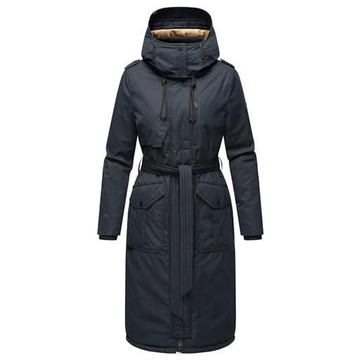 Navahoo cappotto invernale da donna caldo parka lungo con colletto alto e morbido cappuccio hokulanii xs-xxl, nero , m