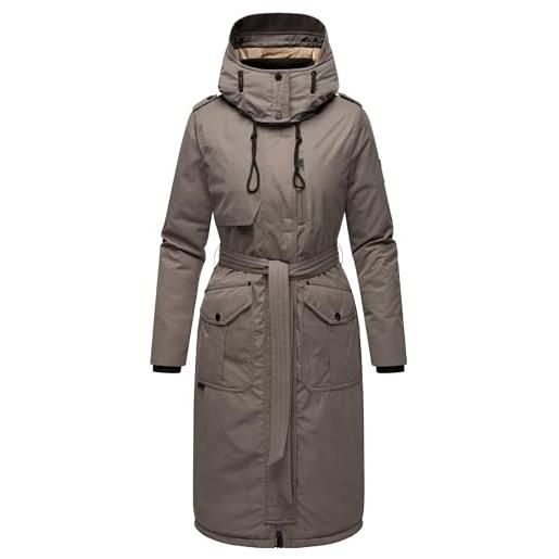 Navahoo cappotto invernale da donna caldo parka lungo con colletto alto e morbido cappuccio hokulanii xs-xxl, grigio, s