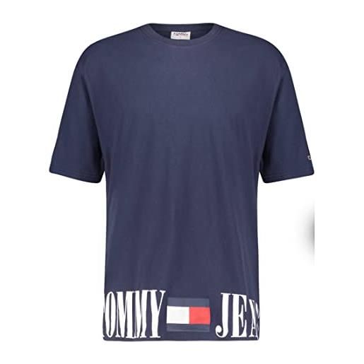 Tommy Hilfiger t-shirt uomo blu t-shirt casual con stampa logo sul fondo m