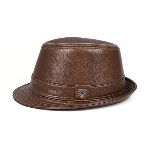 Lifup cappello panama per uomo elegante pelle jazz trilby cappelli e cappellini marrone medium