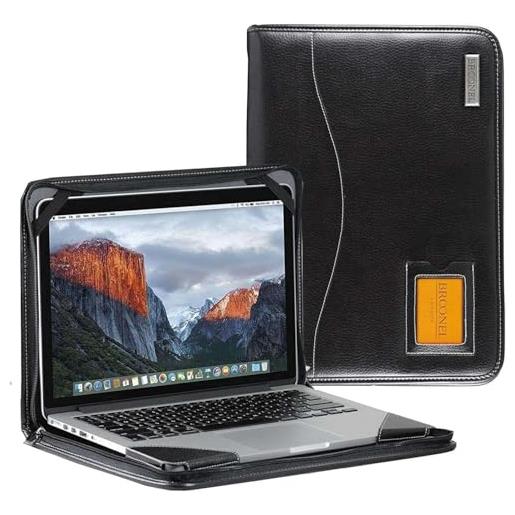 Broonel - serie contour - custodia protettiva in pelle nera ad alta resistenza - compatibile con dell latitude 7320 da 13 detachable laptop