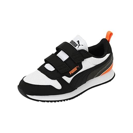 PUMA r78 v ps, scarpe da ginnastica unisex - bambini e ragazzi, bianco puma white puma black vibrant orange, 31 eu