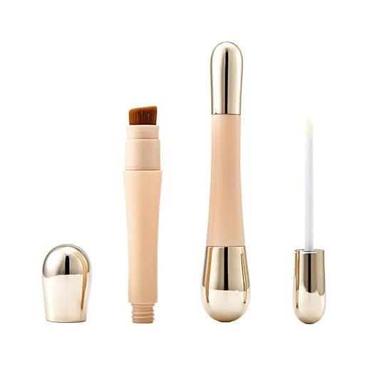 Doduiu 2 in 1 foundation anti-wrinkle concealer, foundation stick with built-in brush, high coverage matte liquid concealer, non-creasing & lightweight face contour concealer, long lasting & waterproof-