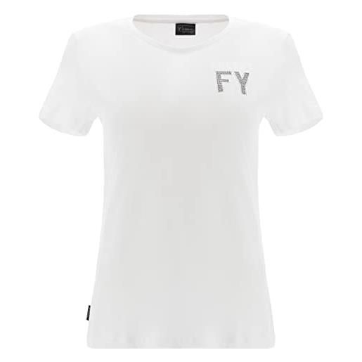 FREDDY - t-shirt con grafica in strass cristallo e glitter bianco, donna, bianco, medium