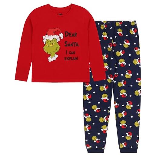 sarcia.eu the grinch pigiama natalizia per bambini, pigiama con pantaloni lunghi 5-6 anni